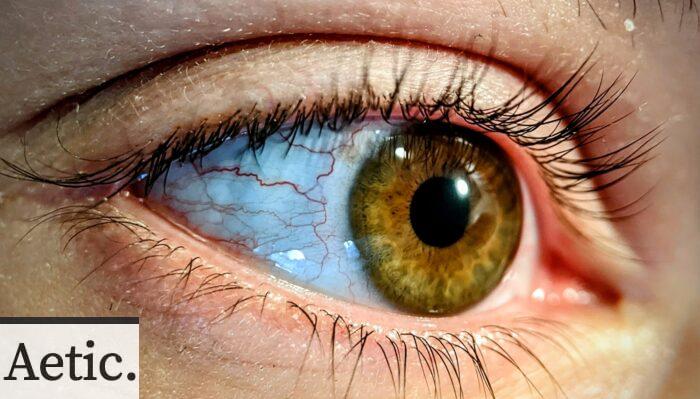 a close up of a person's brown eye